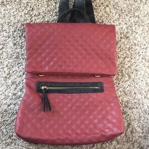 Maroon faux leather quilted backpack, brand new!